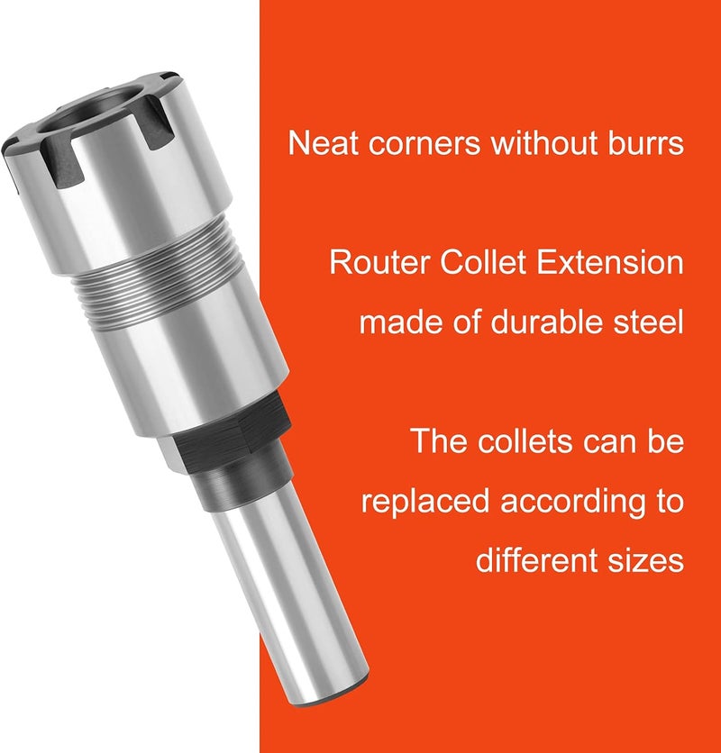 MEIGGTOOL 1/2 Inch Shank Router Bit Extension Collets ER20M Extender Chuck Converter Adapter, Convert 1/2-Inch & 1/4-Inch Shank Bits for CNC Engraving Machine and Milling Lathe Tool Workholding - Image 3